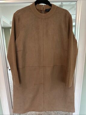 Ann Taylor Camel Mixed Media Dress